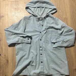DKNY Denim Blue Hooded Shirt jacket